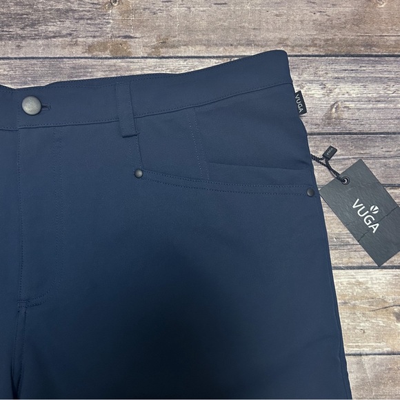Vuga Tech Vugatech Golf Navy Blue Shorts 38 Black Hardware 11 Inch Inseam NWT - Picture 3 of 8